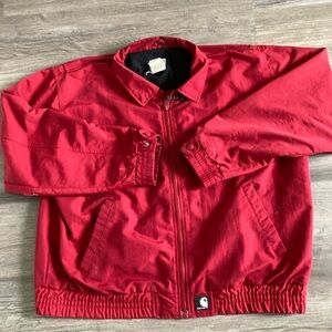 Vintage Carhartt Jacket Mens Large Red Nylon Bomber Athens Products Workwear